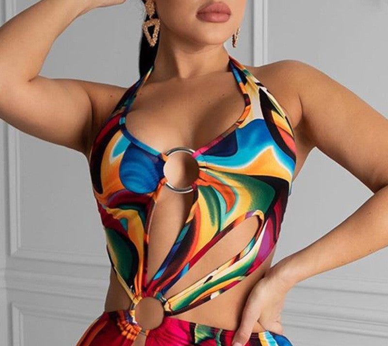 Summer Hollow Out Halter Dress Sexy Beach Wear