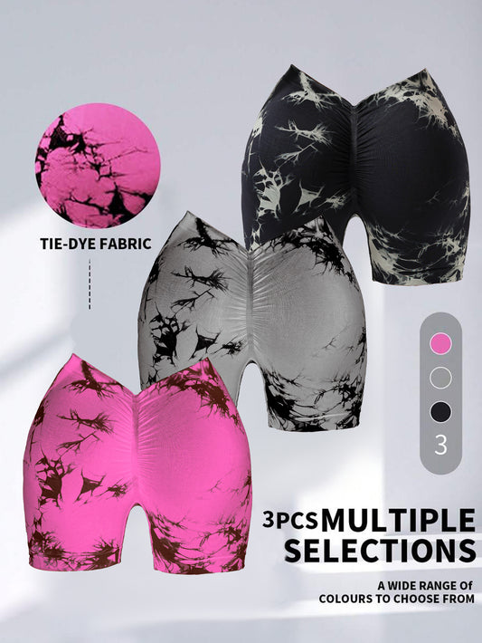 3 PACK Tie Dye Active Wear Shorts
