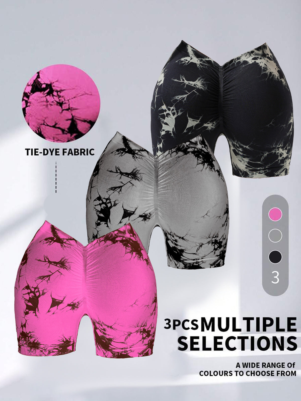 3 PACK Tie Dye Active Wear Shorts